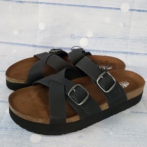 New Cliffs White Mountain, slides. Leather upper, Brown & Black Sz. 9.5